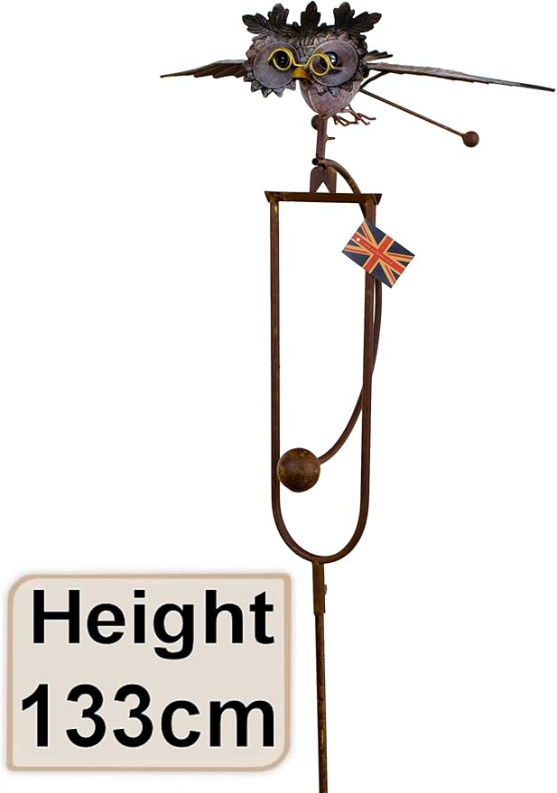 east2eden Rocking Balancing Flying Owl or Crow Metal Garden Wind Rocker