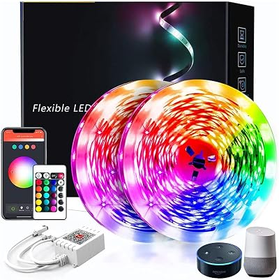 phopollo 15m RGB Led Strip Lights for Bedroom WiFi Alexa Google App Music Sync