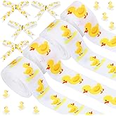 Cheerupp 4 Rolls Duck Themed Ribbons 20 Yards Little Yellow Duck Craft Ribbons for Wreath Hair Bow Wrap Gifts Pack, Yellow Grosgrain Ribbons Birthday Wedding Gender Reveal Party Accessory Decorations