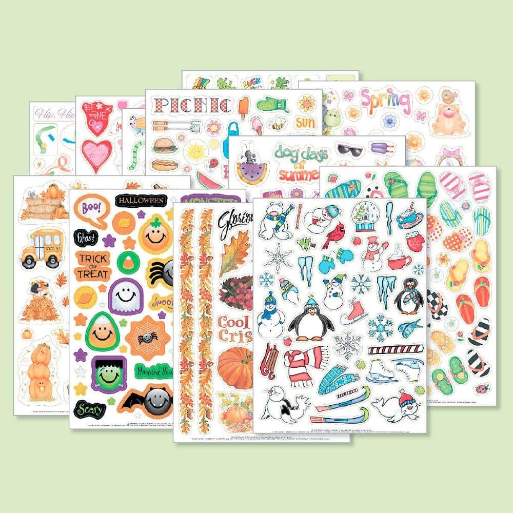 CURRENT 178-Piece Year-Round Sticker Value Pack - 12 Sheets, Includes Stickers for Spring, Summer, Fall, Winter and Holidays