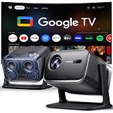 Aurzen BOOM mini Google TV Outdoor Smart Projector with 20W Dolby Audio | 4K Supported Movie Projector with WiFi and Bluetooth, Voice Control, 500 ISO, Real-Time Focus for Bedroom/Backyard, Black
