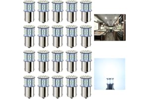 Antline 1156 1141 1003 7506 BA15S LED Bulbs Cool White 20-Packs, Super Bright 3014 50-SMD LED Replacement for 12 Volt RV Camp