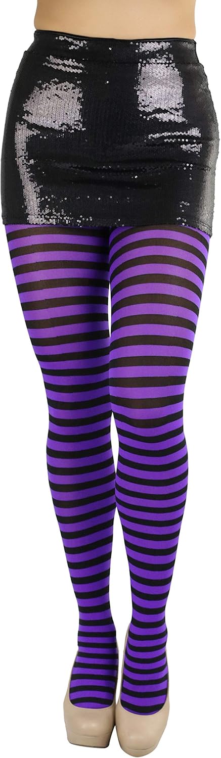 ToBeInStyle Women's Nylon Horizontal Striped Tights at  Women’s Clothing store