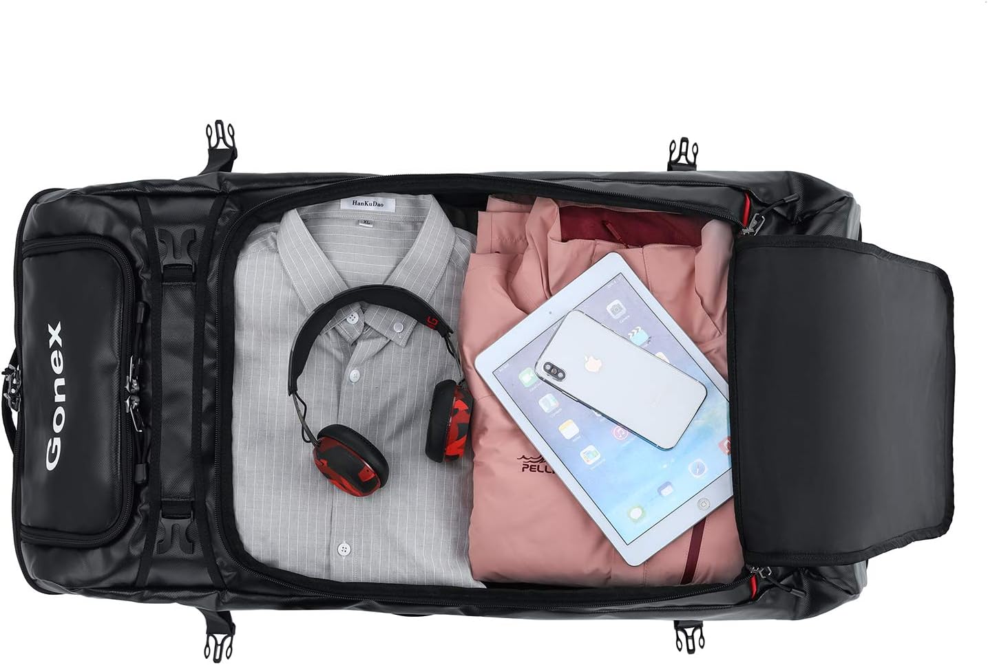 50L Water Repellent Wheeled Travel Duffel Carry On Luggage with Rollers