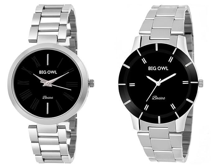 Bigowl Wrist Watch Couple Combo for Men and Women