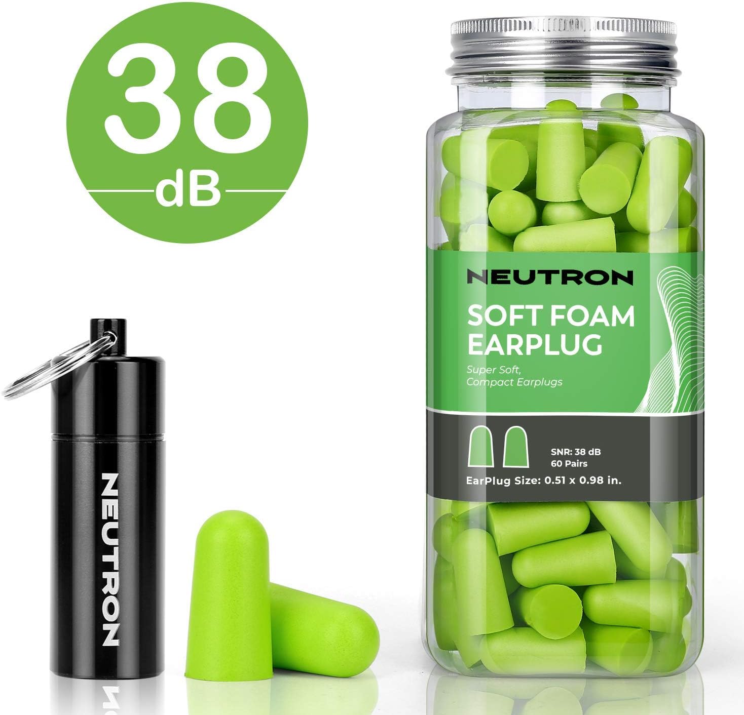 Neutron Soft Foam Ear Plugs with Travel Case, Noise Cancelling 38dB SNR, Earplugs for Sleeping Travel, Concerts, Studying - Image 3