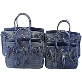 Women's Denim Wallet Tote Large Capacity Satchel Underarm Bag for Beach Travel Daily Shopping Top Shoulder Bag