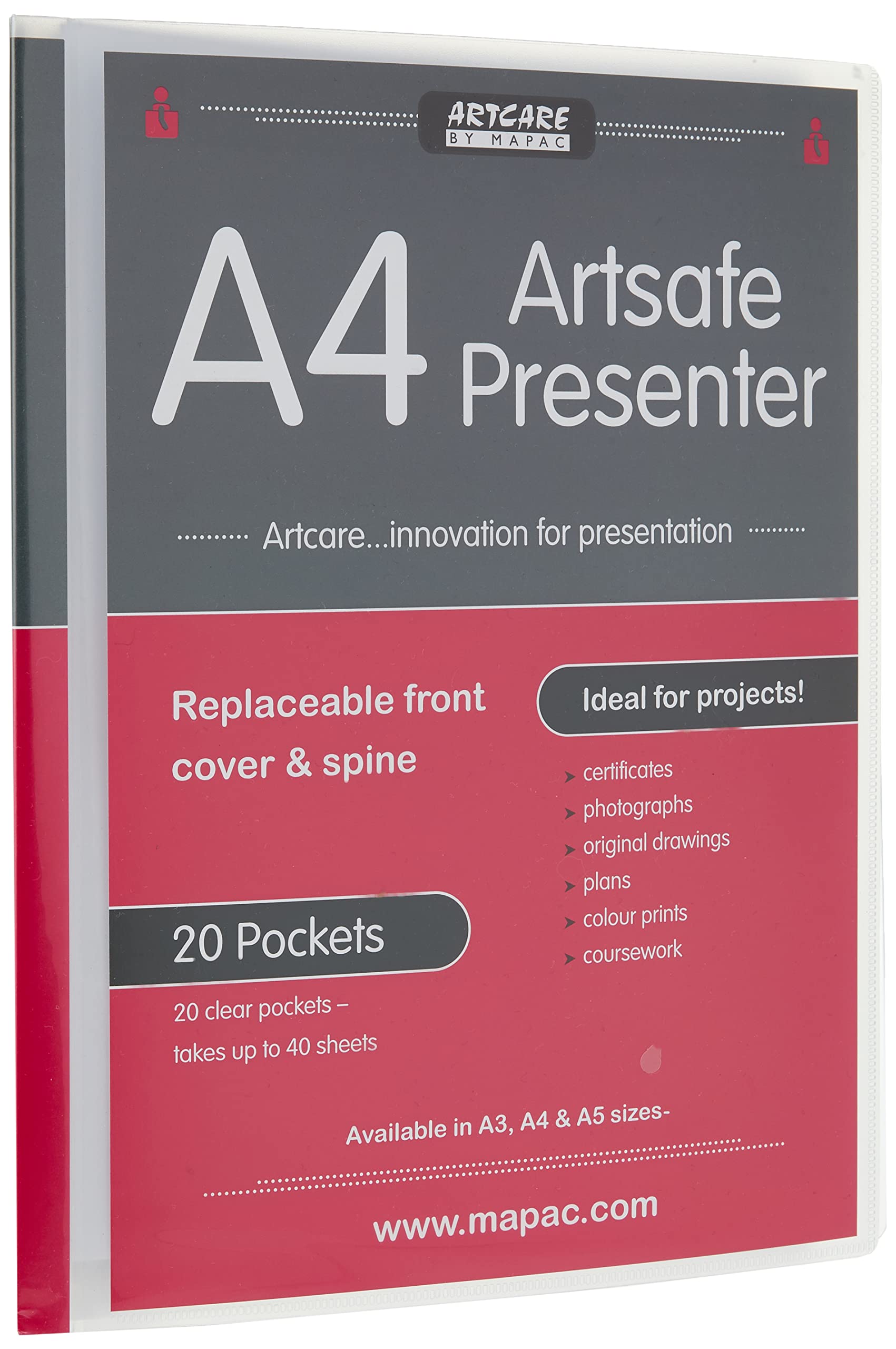 Artcare 15654000 31 x 2 x 24 cm A4 Synthetic Material Artsafe Presenter, Clear