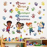decalmile Autism Wall Decals Inspirational Quotes Colorful Hand Prints Wall Stickers Kids Room Classroom School Library Wall Decor