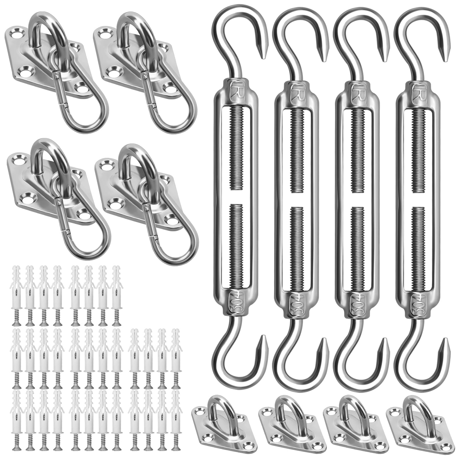 M6 Awning Attachment Set,80 Heavy Duty Sun Shade Sail Stainless Steel Hardware Kit for Triangle and Square, Rectangle, Sun Shade Sail Fixing Accessories