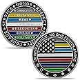 10 Thin Gray Line Challenge Coins – Silver Finish For Correctional Officer – Honor Gift With Acrylic Cases