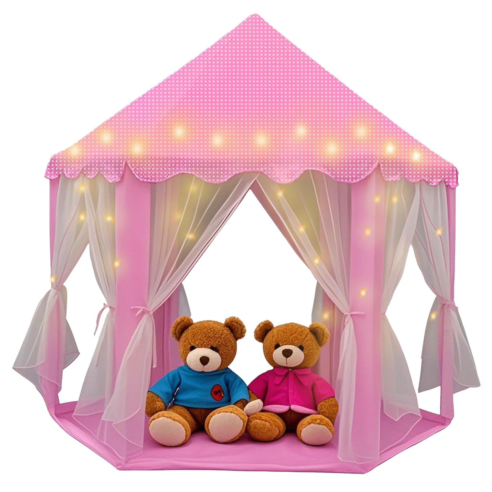 Photo 1 of Juliful Unic Princess Play Tent for Girls with Star Lights – Large Pink Castle Playhouse Toy for Kids, Indoor & Outdoor, Perfect Birthday for Children, 55"×53" (D×H)