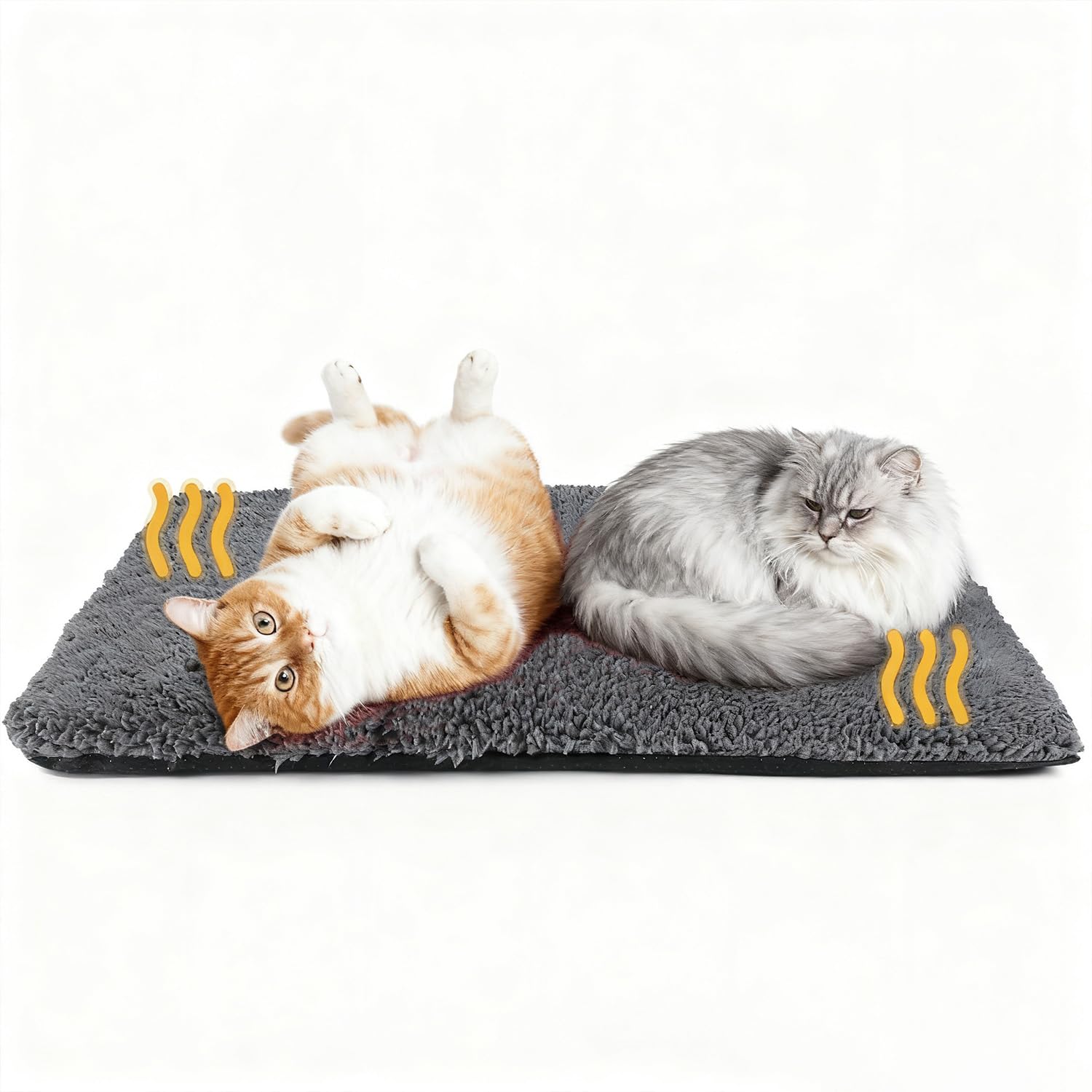 MORA PETS Self Heating Cat Bed Heated Dog Blanket Self Warming Pet Mat Heat Pad for Dogs Indoor Outdoor Thermal Kitten Pad with Removable Cover Non-Slip Washable 74 x 47cm
