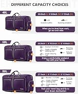 Gonex 40L Foldable Travel Duffle Bag Shoes Compartment Purple view 2
