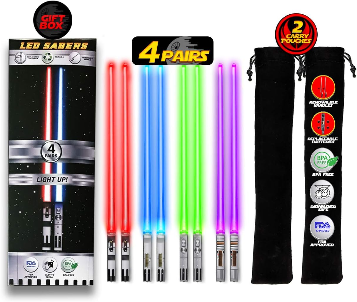 LIGHTSABER CHOPSTICKS LIGHT UP STAR WARS LED Glowing Light