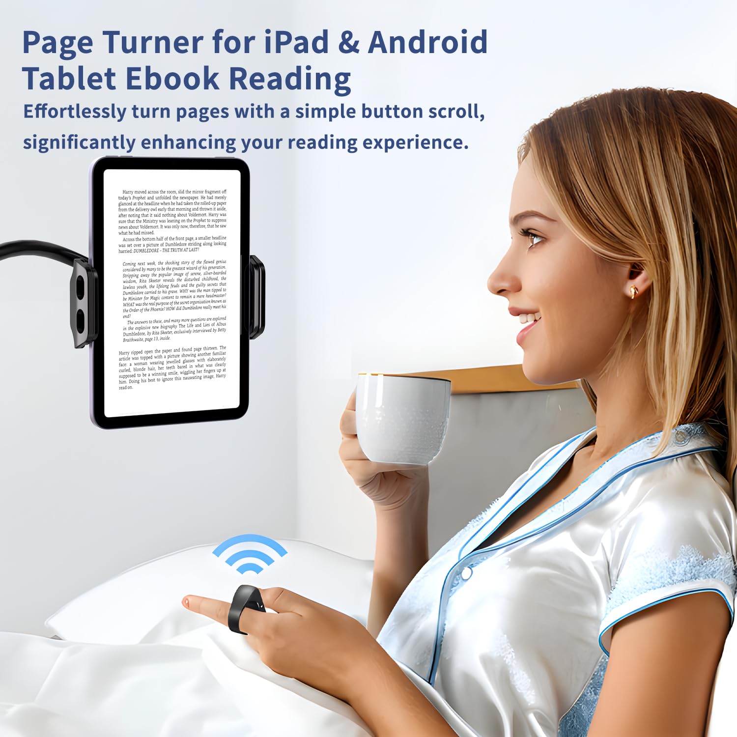 KINMATES Tiktok Scrolling Ring, Page Turner for iPad & Android Tablet Ebook Reading, Bluetooth Connected, Remote Control for iPhone Series, iPad, Android Phone, and More