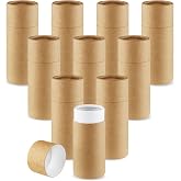 DynnnDy 10 Pack 30ml/1oz Brown Kraft Paper Tubes with Lids Empty Round Cardboard Gift Packaging Bottles for Essential Oil Bottles,Tea-leaves,Candy,Coffee Beans,Cosmetic,DIY Crafts