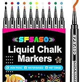 SFSASO Liquid Chalk Markers for Acrylic Fridge Calendar Planning Board, Clear Glass Dry Erase Board, Whiteboard, Window, Mirror, Easy Wet Erase,1mm Fine Points (10 COLORS)