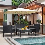 Panana Rattan Garden Furniture Set 4 Piece with Glass Table Cushions view 7