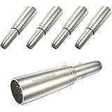 CableCreation [5-Pack] XLR 3 Pin Male to 1/4" 6.35mm Female Jack Socket Audio Adapter, Silver