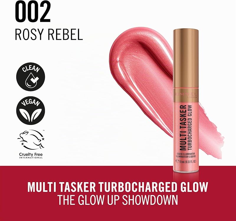 Rimmel Multi Tasker Turbocharged Glow Illuminante 002 Rosy Rebel