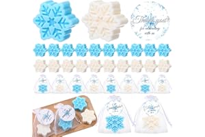 Dimsile 30 Sets Christmas Snowflake Soap Bar Gifts Bulk Christmas Handmade Soaps Scented Winter Baby Shower Favors with A Little Snowflake Is on the Way Card for Guests Gender Reveal Return Gifts