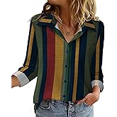 Zeagoo Blouse for Women Dressy Long Sleeve Button Down Shirts Business Casual Outfit Lightweight Solid/Printed Tops