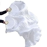 Professional Chinese Dance Fans - Handmade Faux Silk & Bamboo Foldable Fans | Belly Dancing Performance Set with Multiple Colors | Traditional Silk Fan Pair