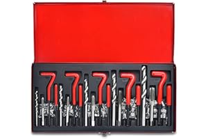MIUCOGUIER Helicoil Thread Repair Kit Metric Screw Thread Repair Tool 131PCS Automotive Tools for Mechanics Rethreading Kit with HSS Drill Bits, Taps, Threaded Inserts Installation Tool M5 M6 M8 M10 M12