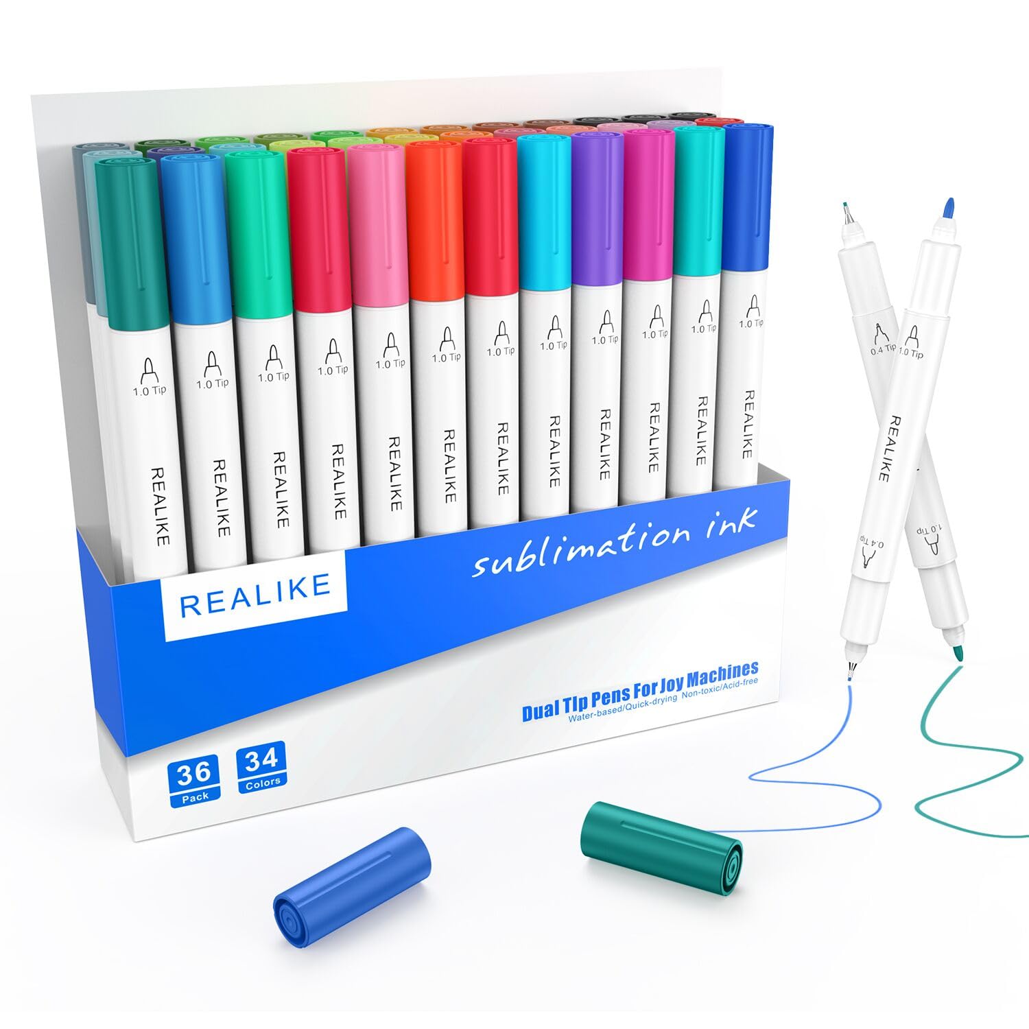 REALIKE Sublimation Infusible Pen Markers Compatible with Cricut Joy Dual Tips 1.0/0.4 Drawing Ink heat Transfer for Cricut Mug Heat Press