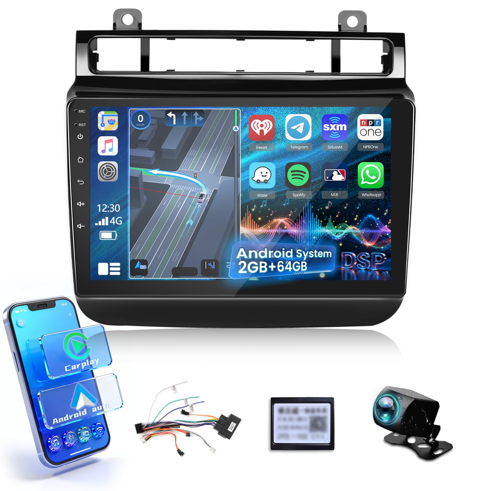 Photo 1 of [2+64G] for VW Touareg 2011-2017 Android Radio: 9 inch HD Touch Screen Aftermarket Stereo - Wireless Carplay and Android Auto, WiFi, GPS, Mirror Link?FM/RDS Radio, SWC + Canbus + AHD Backup Camera