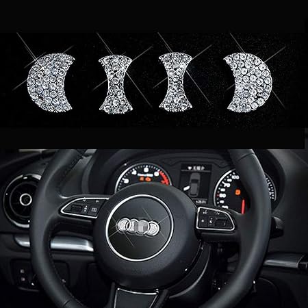 Amazon キラキラ光る車用ハンドルエンブレム 装飾ダイヤモンドアクセサリーステッカー A U D L対応 Diy キラキラ光る車の ハンドルエンブレム キラキラアクセサリー カーアクセサリ 車 バイク