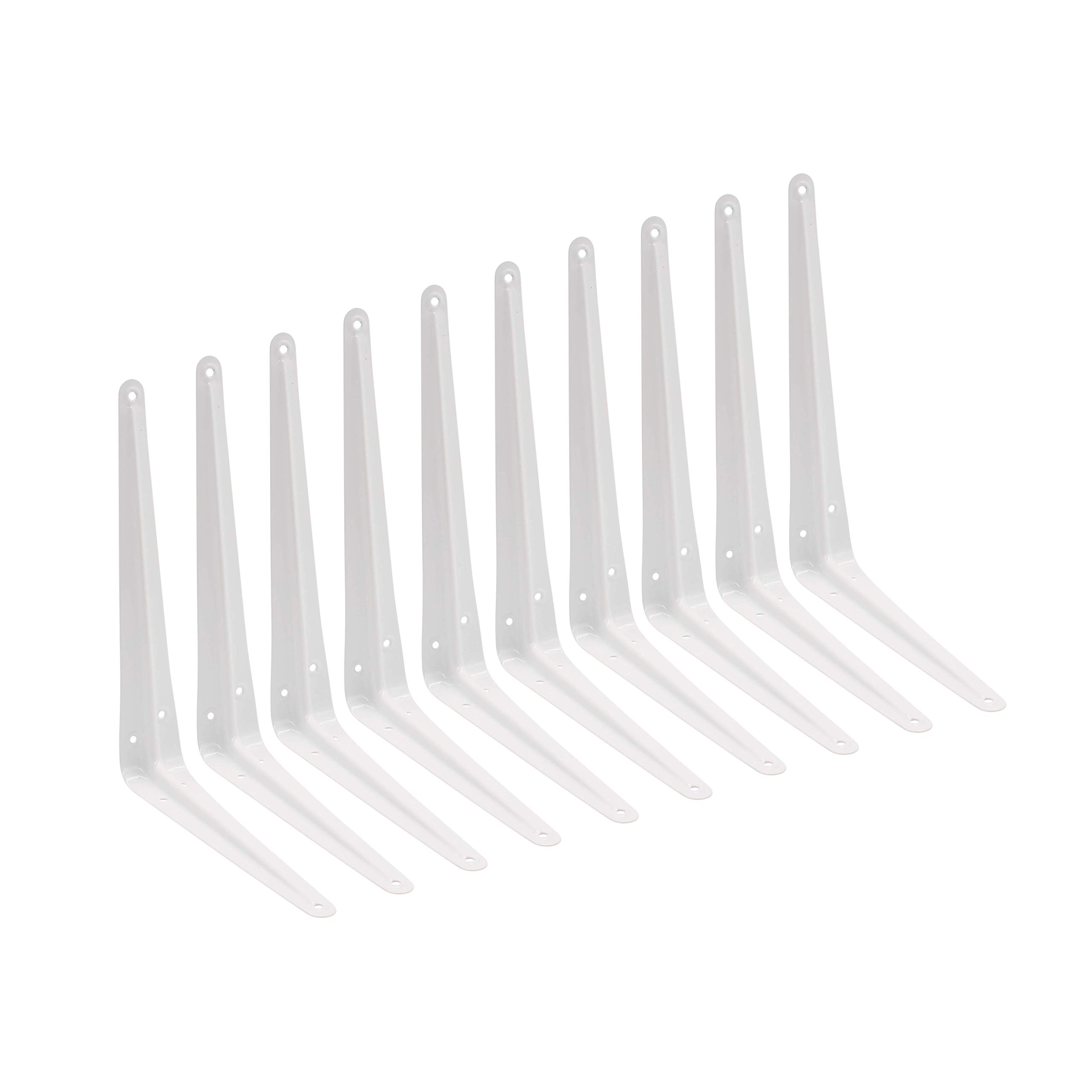 EAI London Shelf Brackets | White 250x200mm / 10x8 Inch Shelving Support Bracket | Pack of 10