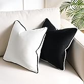 Black and White Pillow Covers for Couch Throw Pillows 18x18 Black and White Decorative Cushion Covers Accent Home Decor Sofa Modern Decorative Neutral Velvet Cases for Bed Bedroom Living Room Set of 2