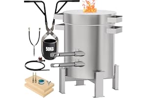 Nelyrho 50kg Propane Melting Furnace Kit - Full Stainless Steel Foundry with Crucible 50kg, Support Stand, and Tongs - Ideal for Melting Recycling Aluminum, Gold, Silver, and Copper Scrap