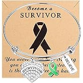 Gzrlyf Green Ribbon Awareness Bracelets with Card Liver Cancer Survivor Gifts Lymphoma Kidney Disease Awareness Gifts