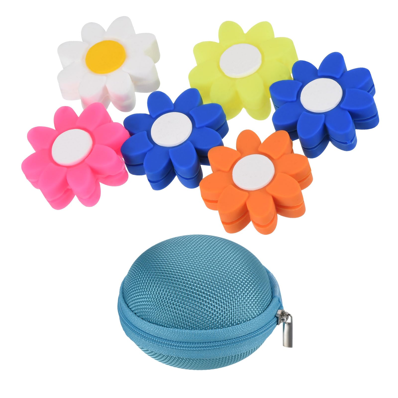 PATIKIL Tennis Vibration Dampener in Light Blue Gift Case, 6 Pack Shock Absorber for Your Tennis Racket & Strings, Blue, White, Orange, Yellow, Pink