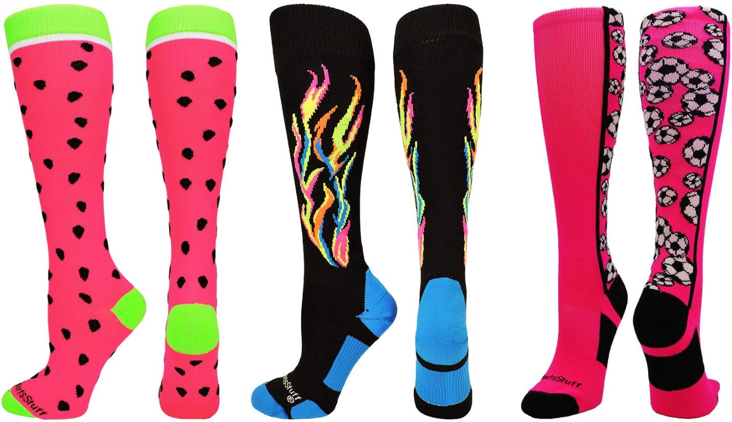 MadSportsStuff Crazy Soccer Socks with Soccer Balls Over The Calf (Multiple Colors) : Clothing