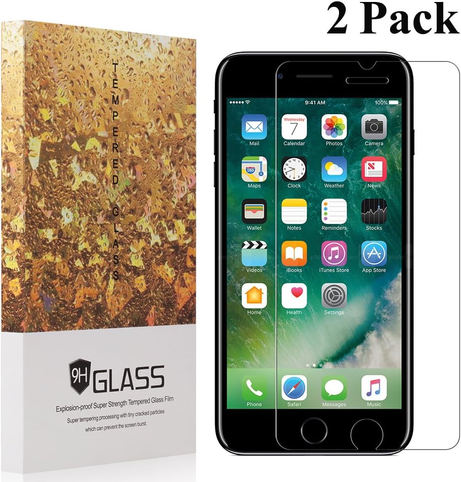 iPhone 7 Plus Screen Protector,[2 Pack] YMAKSI 9H Hardness, Anti-Scratch, Anti-Fingerprint Anti-Fingerprint Tempered Glass, Lifetime Replacement Warranty
