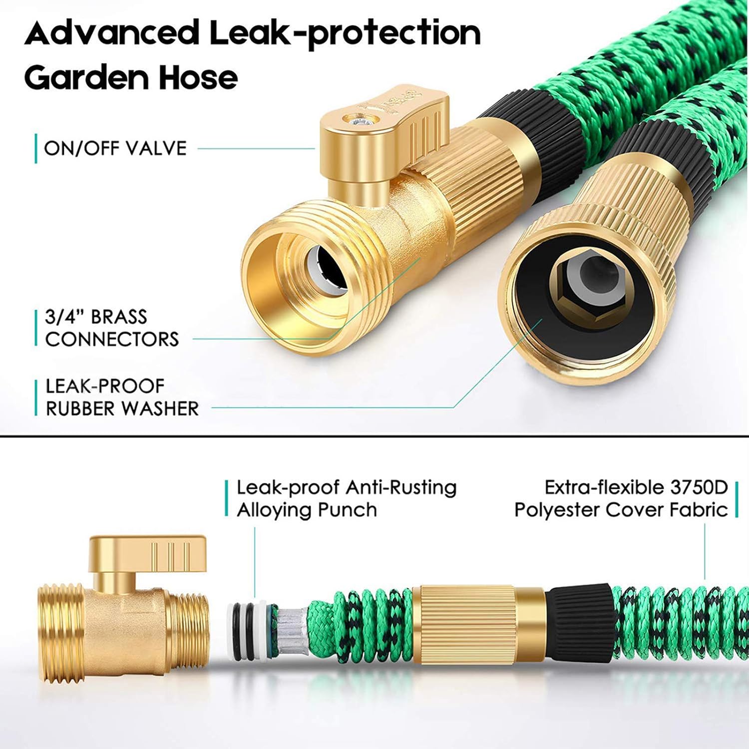 ZAselect Garden Hose 150ft 45m Expandable Strongest Double Latex Inner Tube Prevent Leaking Magic Hosepipe with 9 Function Spray Gun+Solid Brass Fittings Extended Version 150FT-45M - Image 4