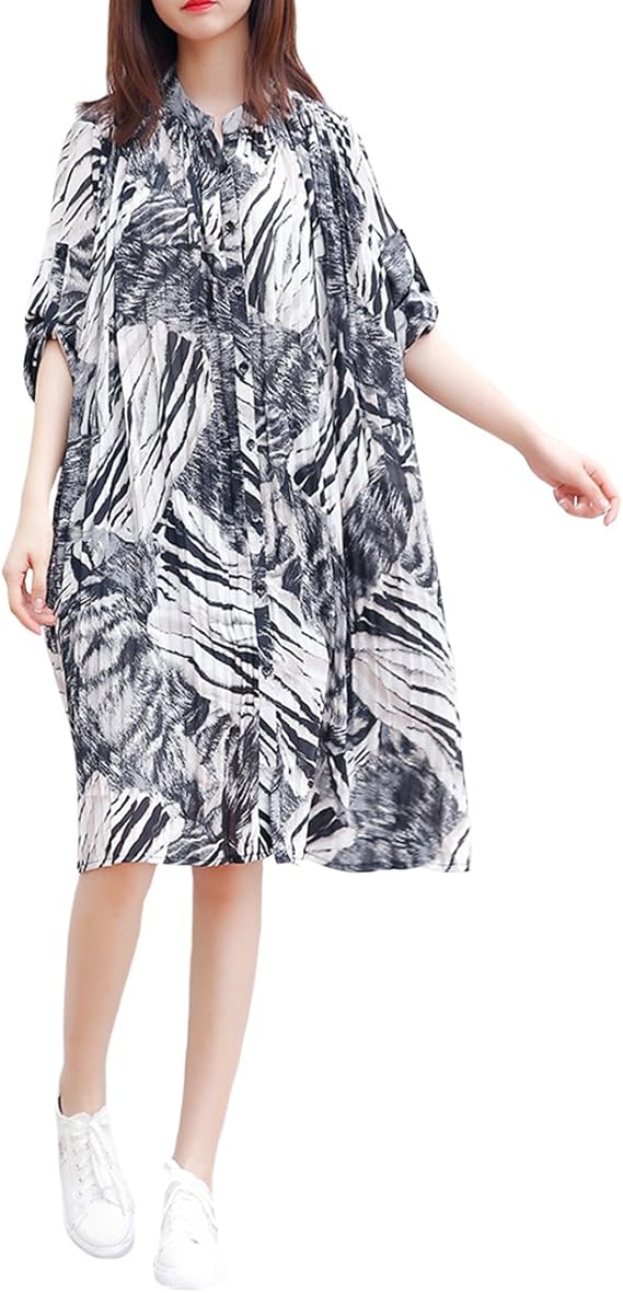 Amazon Co Jp 大きいサイズ レディース シャツワンピース アニマル柄 Ll 3l 4l 5l 6l グレー 17秋 新入荷 1852 グレー 大きいフリーサイズ 服 ファッション小物