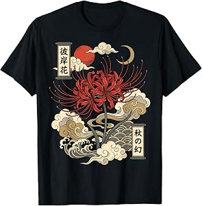 Red Spider Lily Japanese Flower Wildflower Japanese Art T-Shirt