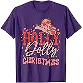 Funny Christmas Have A Holly Christmas Jolly Cowgirl Xmas T-Shirt - Black, Unisex-Adults, Short Sleeve, T-Shirt, Christmas Cowgirl T-Shirt, Size: Small