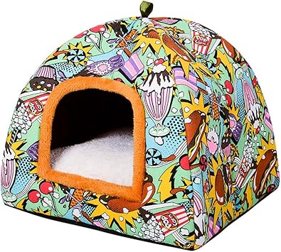 Amazon うさぎの耳 ペット ベッド 小型犬 猫用 きいろ ペットハウス ドーム型ベッド オールシーズン 犬 猫 クッション 室内犬 ドーム 屋根つき 春 夏 秋 冬 さめ おもしろ 面白 小屋 ペット M ベッド 食べられちゃう うさぎの耳 型 小型犬 猫用