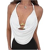 Verdusa Women's Sexy Halter Going Out Tops Trendy Concert Festival Outfits Open Back Crop Top Clubwear Y2K Clothes