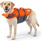 Outward Hound Granby Splash Dog Life Jacket, Life Vest, Orange, Large | Max Buoyancy, Adjustable Fit, Head/Neck Support, Resc