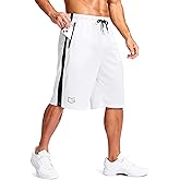 G Gradual Men's 11" Long Basketball Shorts with Zipper Pockets Drawstring Mesh Lightweight Gym Athletic Shorts for Men