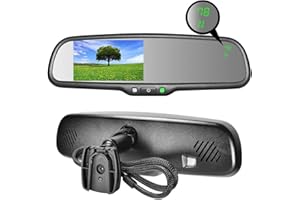 Master Tailgaters 10.5" OEM Rear View Mirror with 4.3" LCD Screen + Compass & Temperature | Rearview Universal Fit Mount | Auto Adjusting Brightness LCD | Anti Glare | Full Original Mirror Replacement
