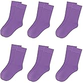Kids Thin Crew Socks Viscose Bamboo Colorful Breathable Socks for Boy Girl Funny Solid Dress School Uniform 6 Pairs