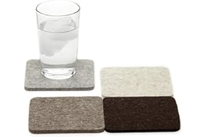 Graf Lantz - Bierfilzl Felt Coasters - Square - 100% Merino Wool - Moisture Wicking - Heat Resistant - Sustainable - Home Decor - Absorbs - Housewarming Gift - 4 Coaster Set - 4" x 4" x 5 mm - Earth